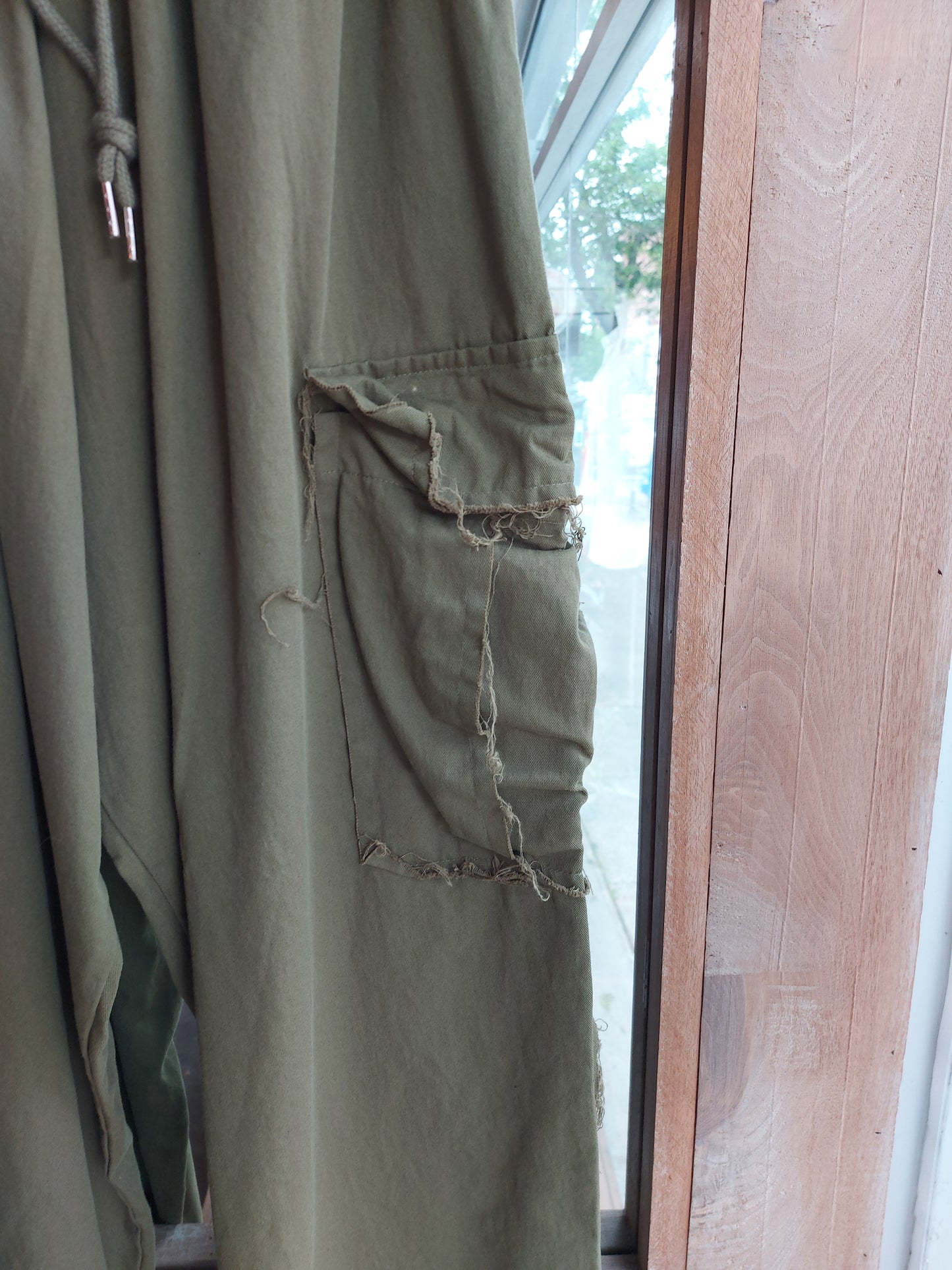Raw edge men's shirt jacket and pants set