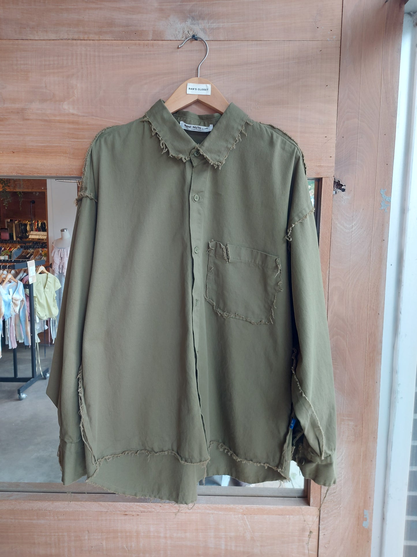 Raw edge men's shirt jacket and pants set