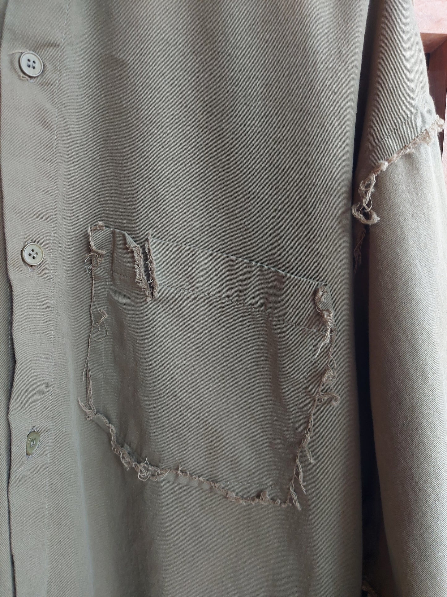 Raw edge men's shirt jacket and pants set