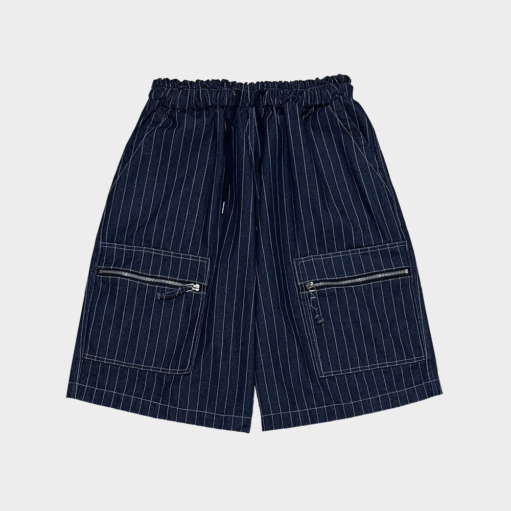 Striped Denim Shorts
