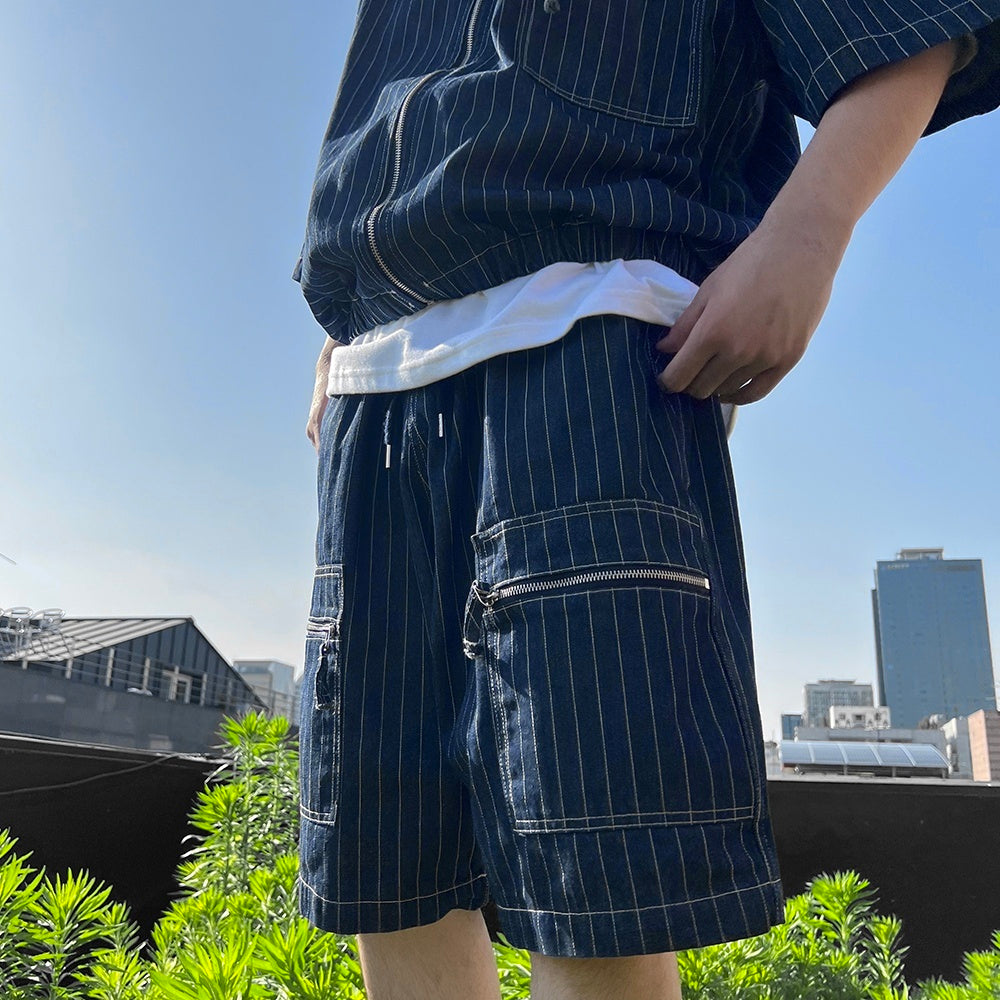 Striped Denim Shorts