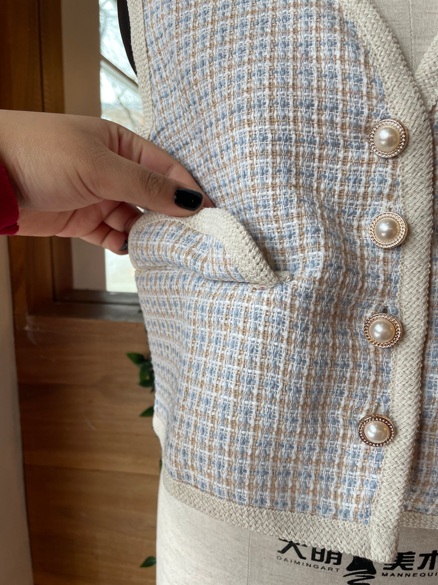 Cropped Vest with Decorative Buttons