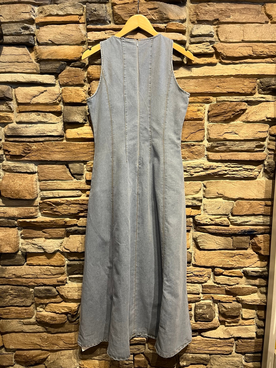 Maxi Denim High Neck Dress
