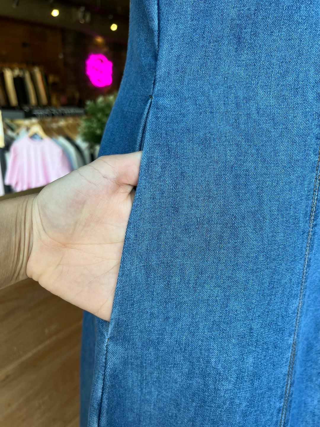 Maxi Denim High Neck Dress