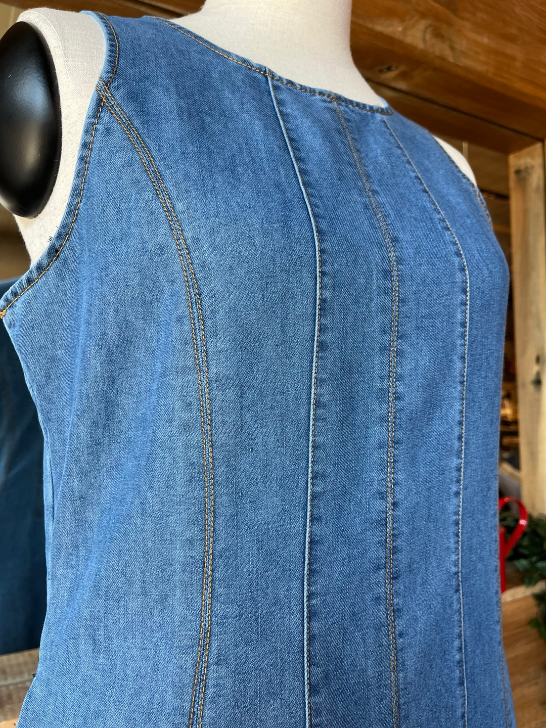 Maxi Denim High Neck Dress