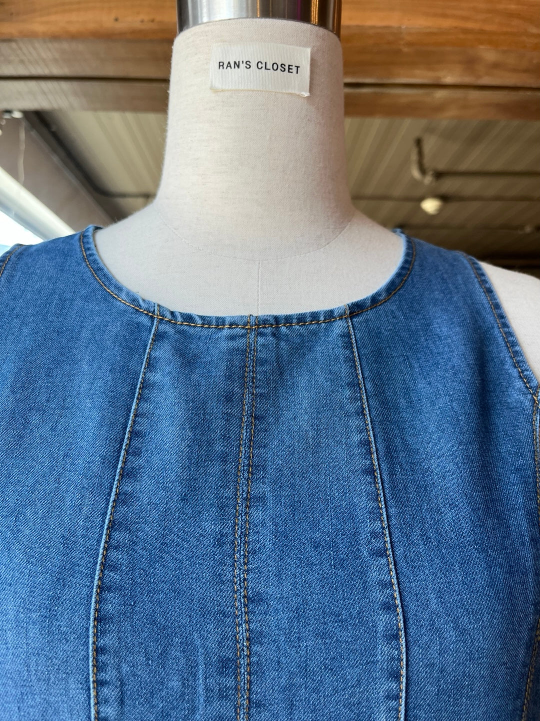 Maxi Denim High Neck Dress