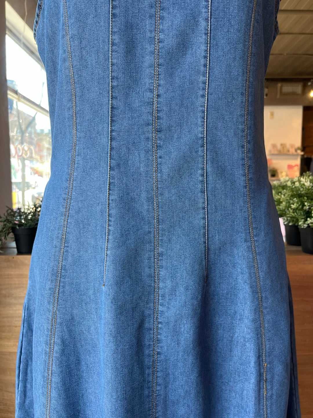 Maxi Denim High Neck Dress