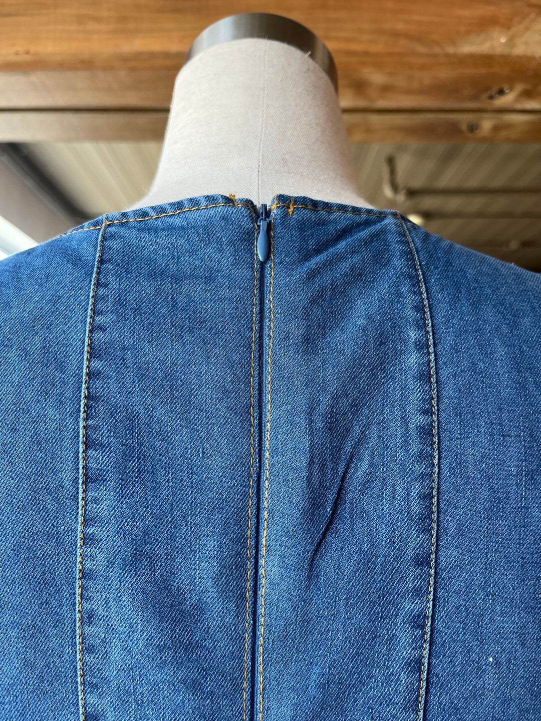 Maxi Denim High Neck Dress