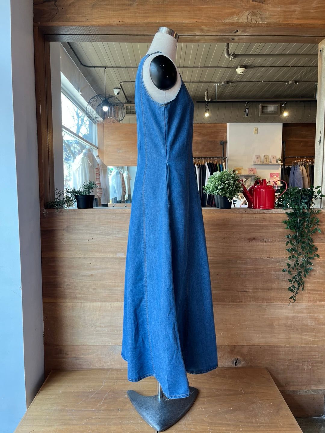 Maxi Denim High Neck Dress