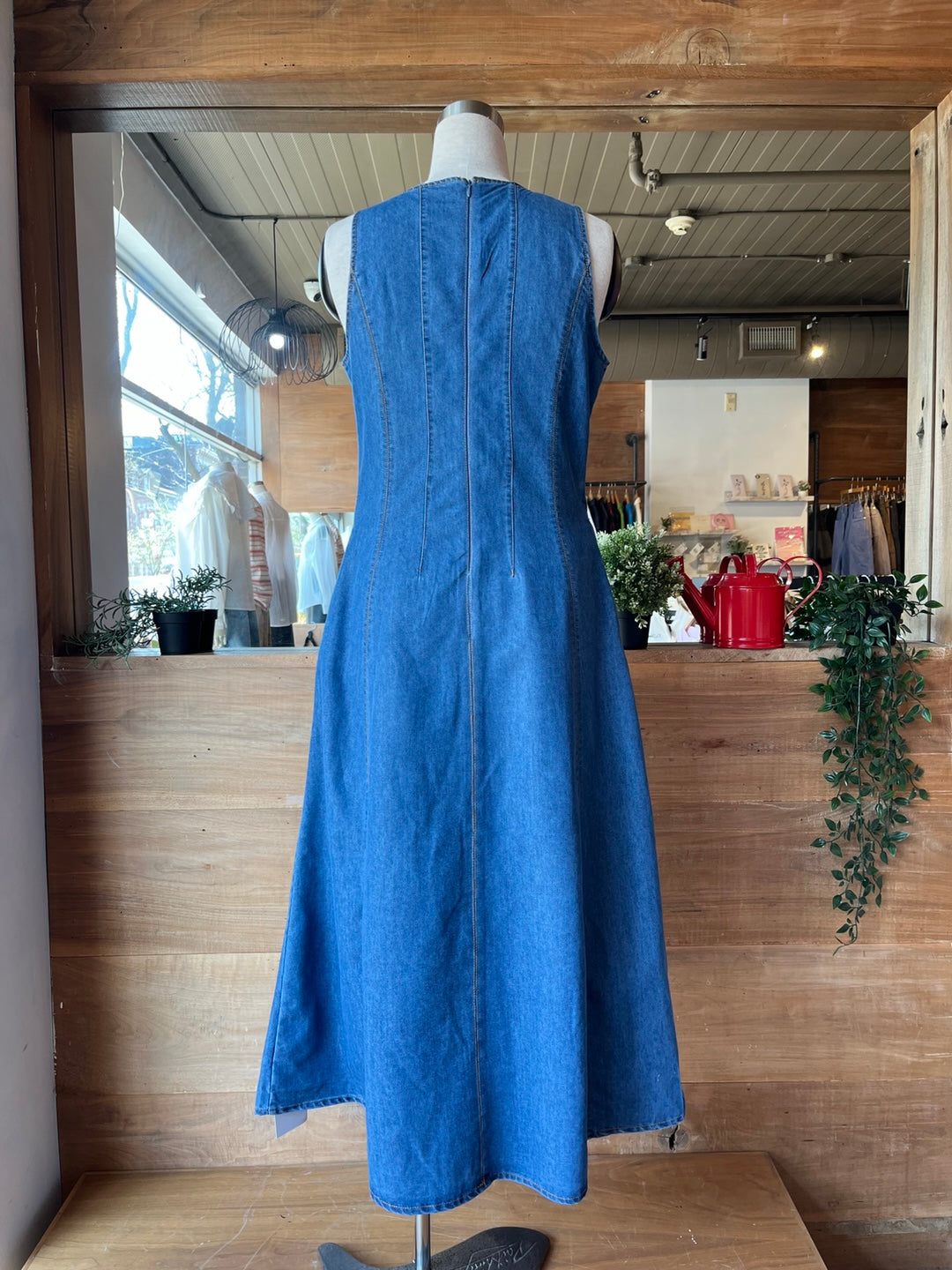 Maxi Denim High Neck Dress