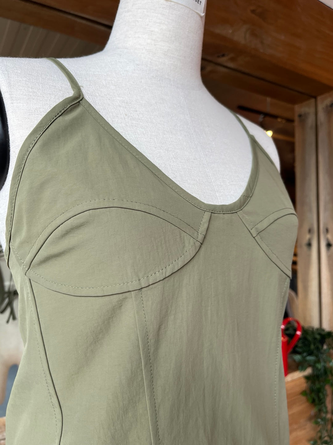 Green Open Back Tank Top