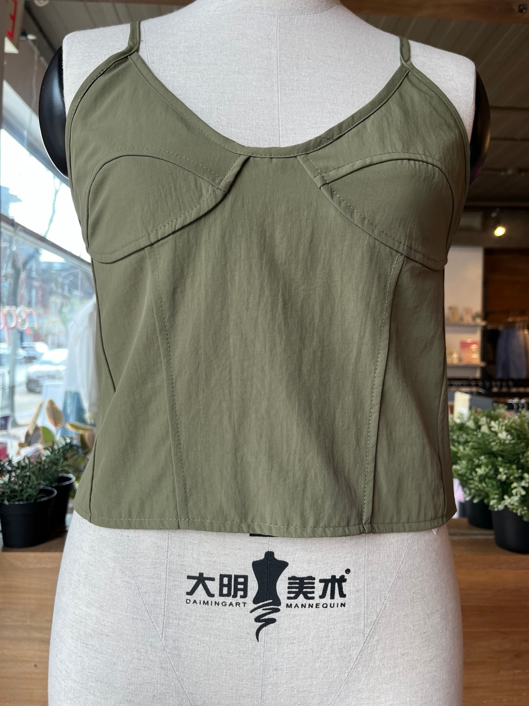 Green Open Back Tank Top