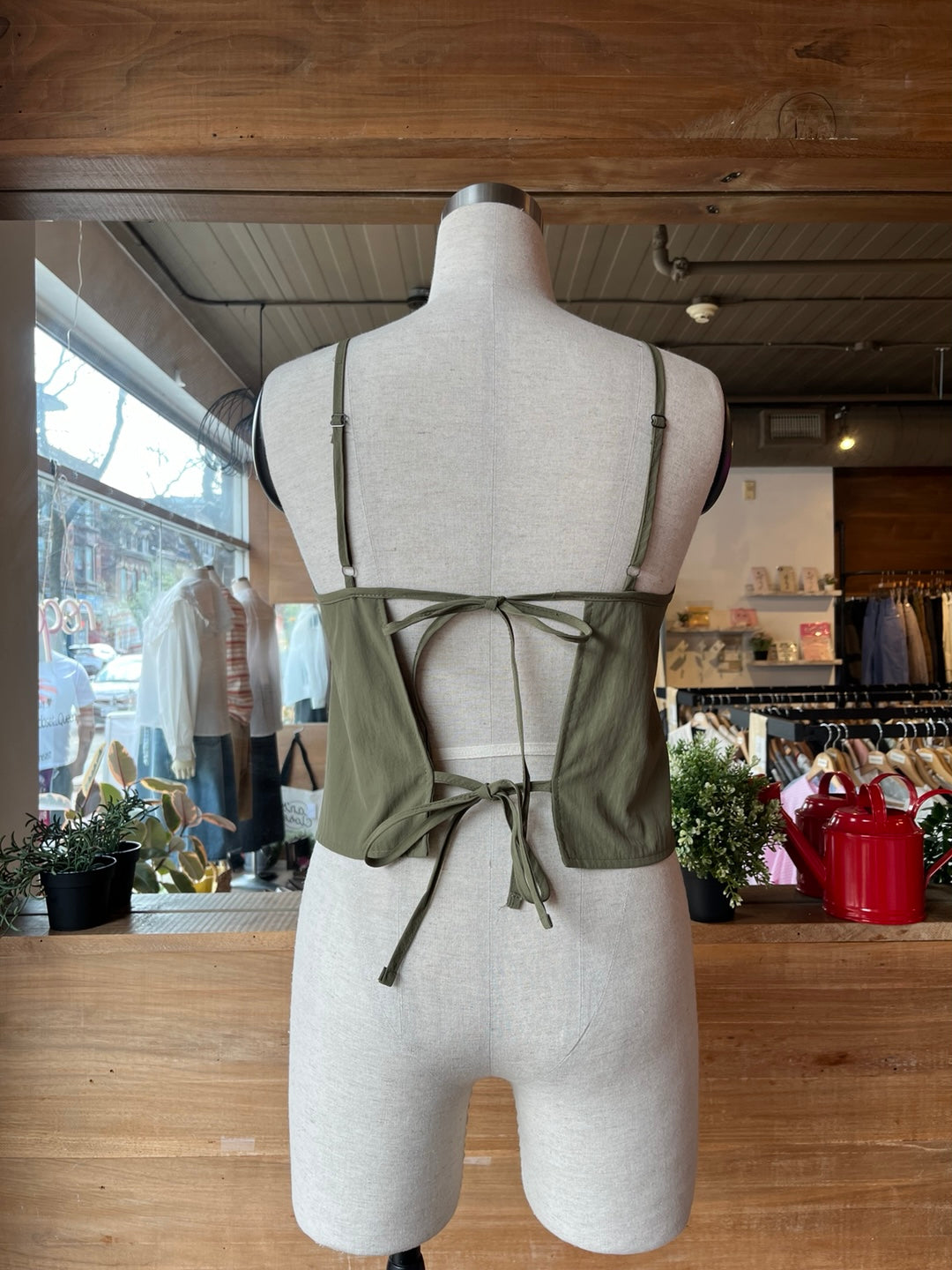 Green Open Back Tank Top