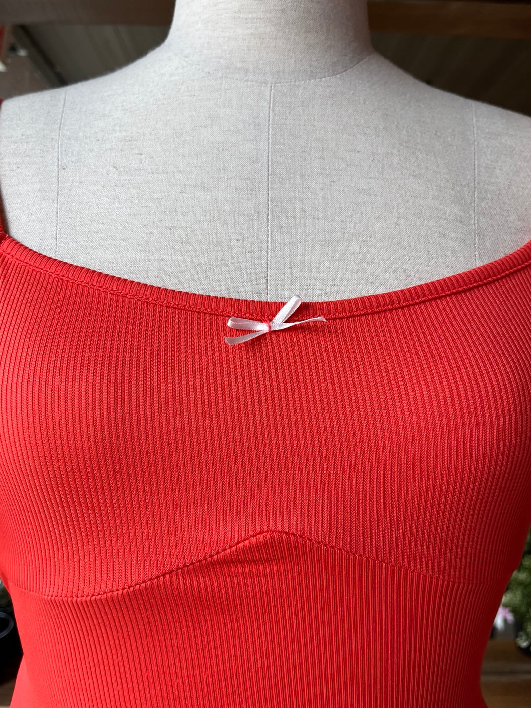 Ribbed Orange Puff Sleeved Cropped T-Shirt
