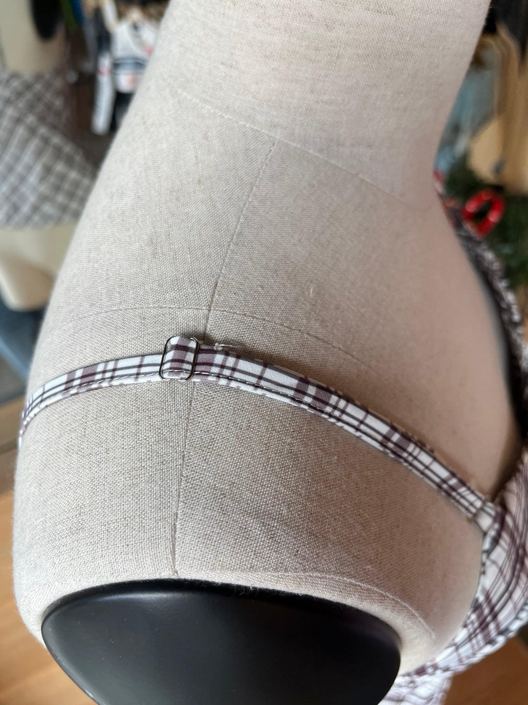 Brown Plaid Buttoned Tank Top