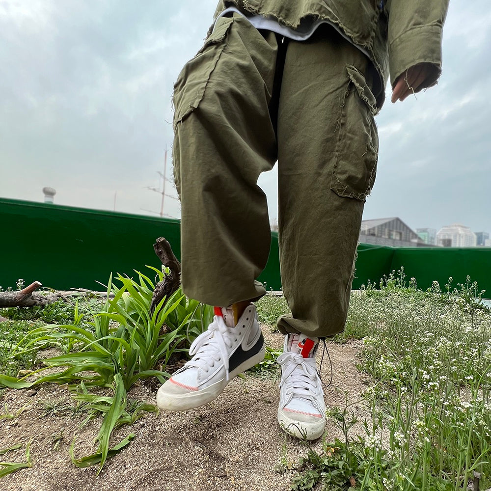 Raw edge men's pants