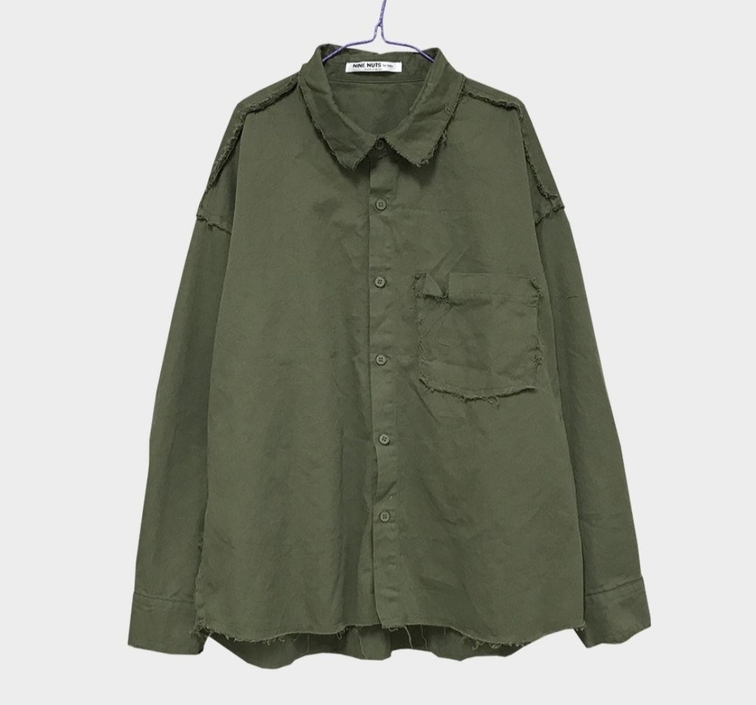 Raw edge men's shirt jacket