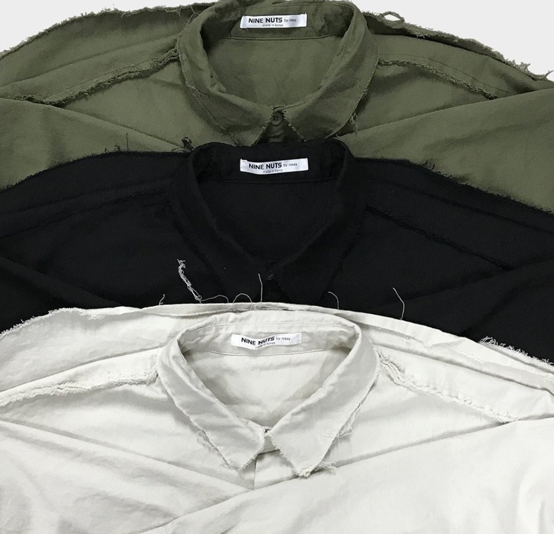 Raw edge men's shirt jacket
