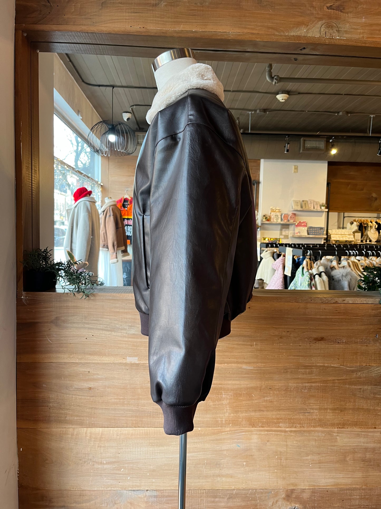 Men's Faux Fur Collar Bomber Jacket