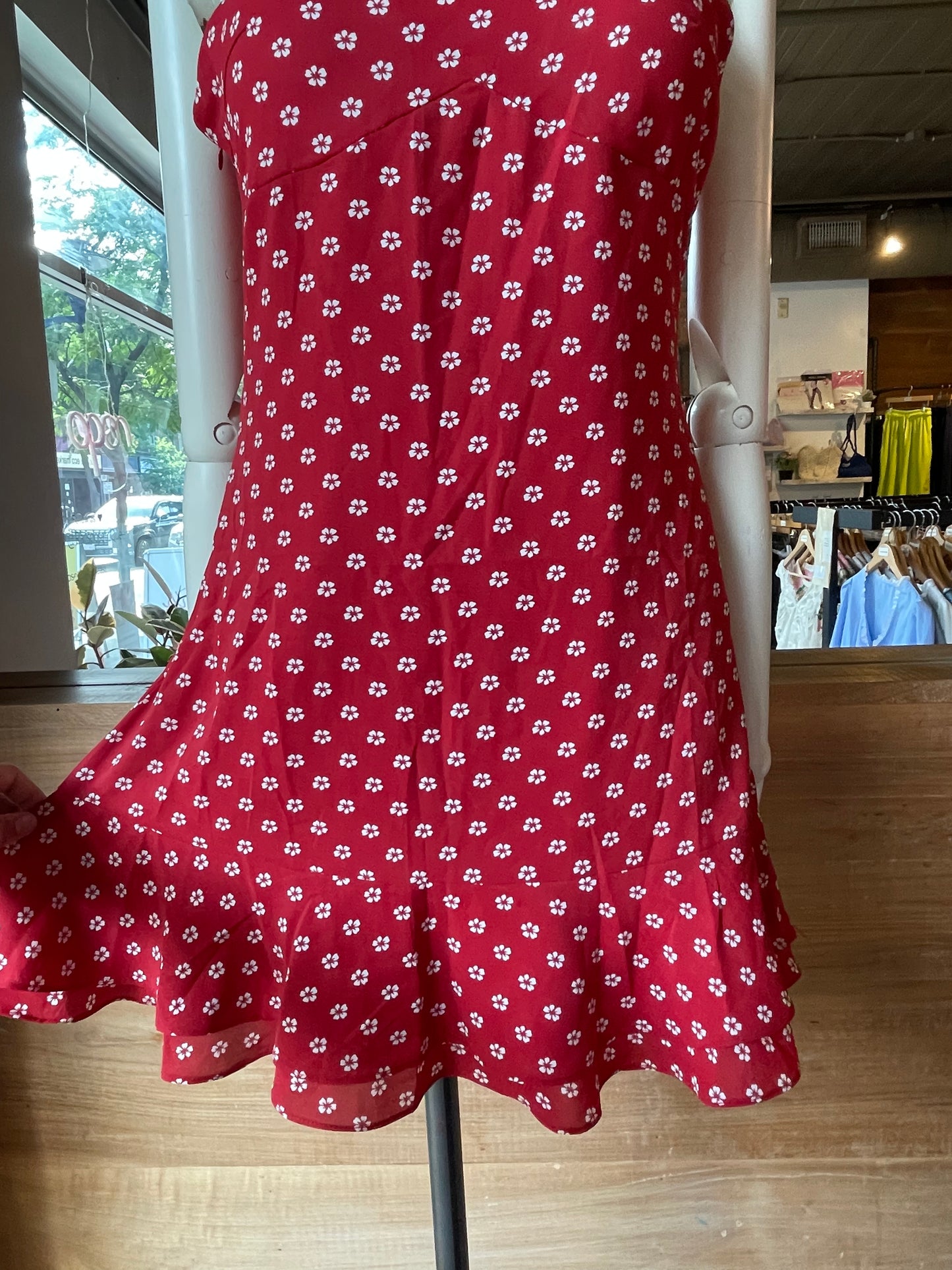 Ruffled Hem Floral Print Mini Dress