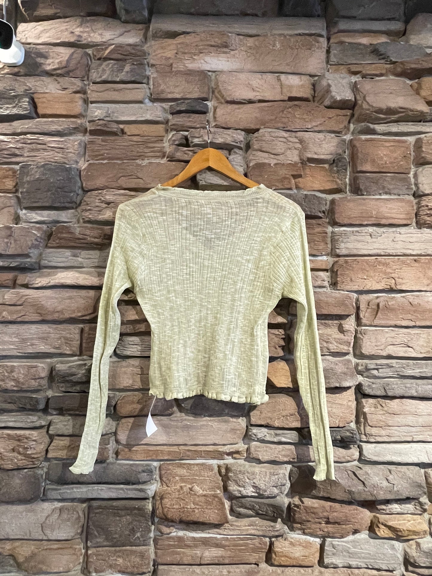 Sheer Button Up Cardigan with Ruffled Trim