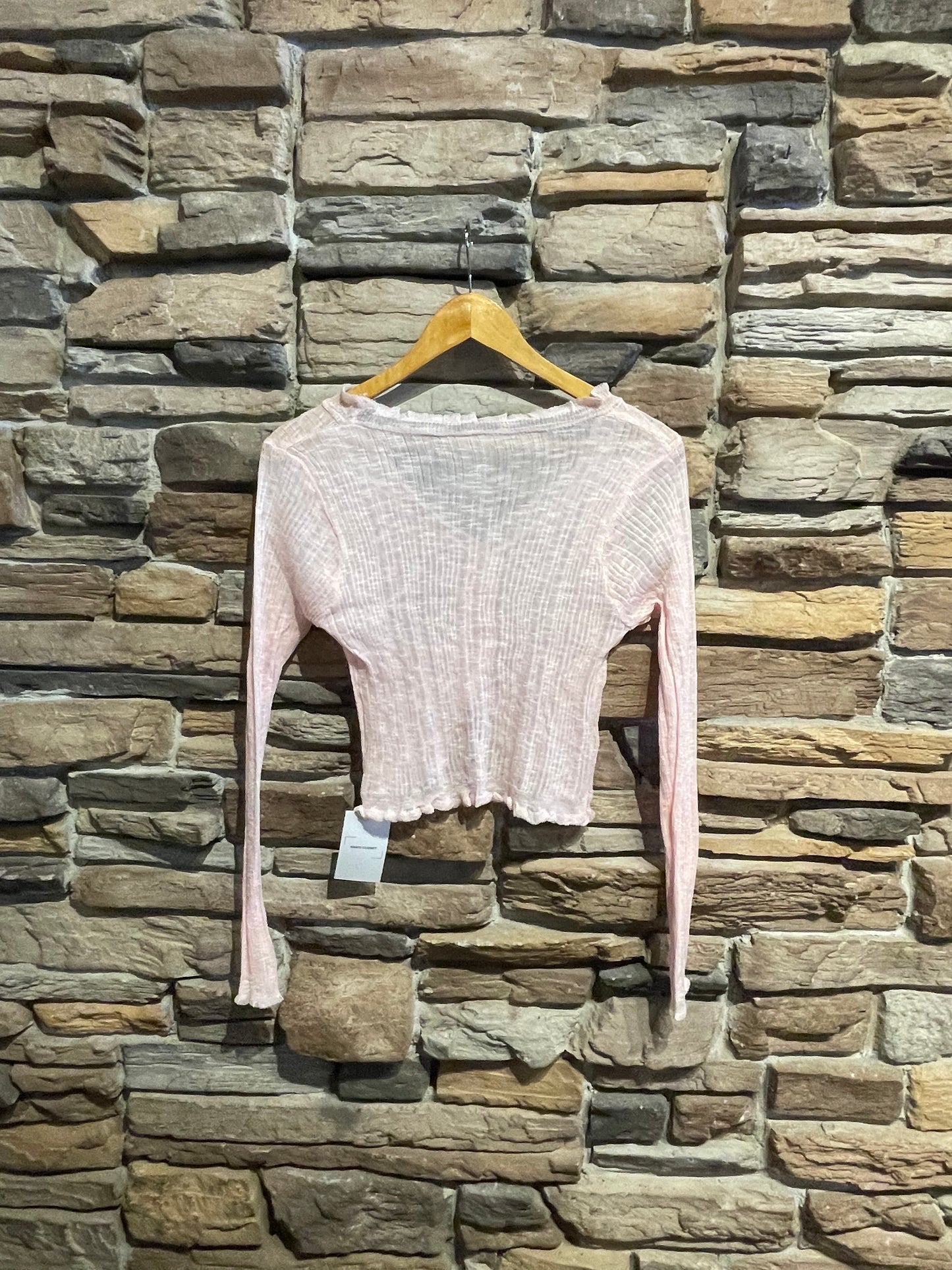Sheer Button Up Cardigan with Ruffled Trim