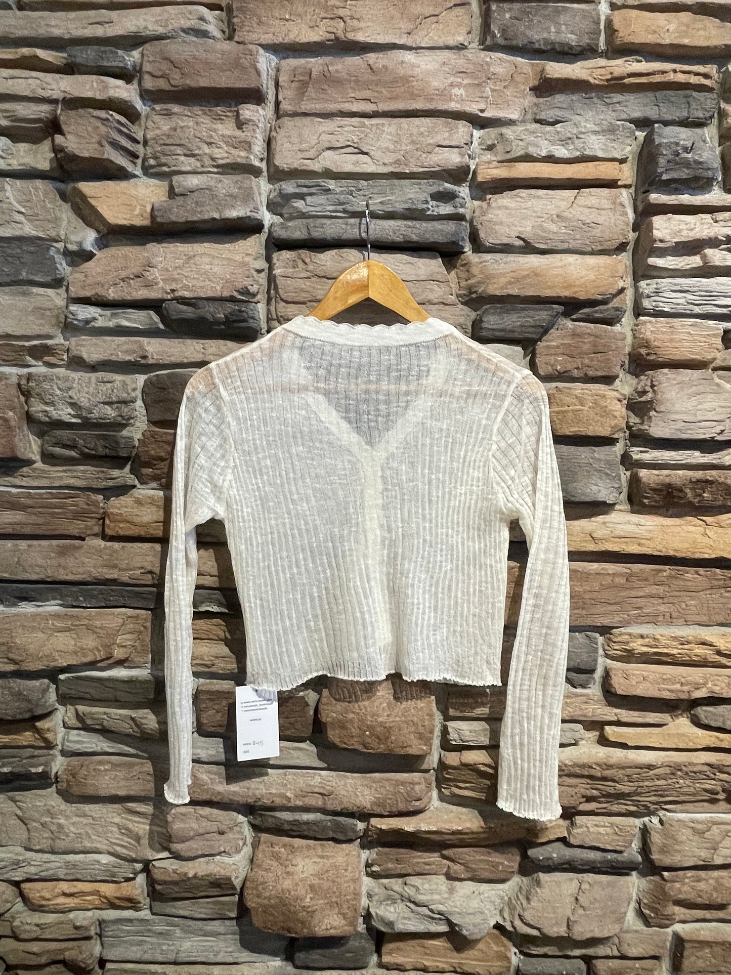 Sheer Button Up Cardigan with Scalloped Trim