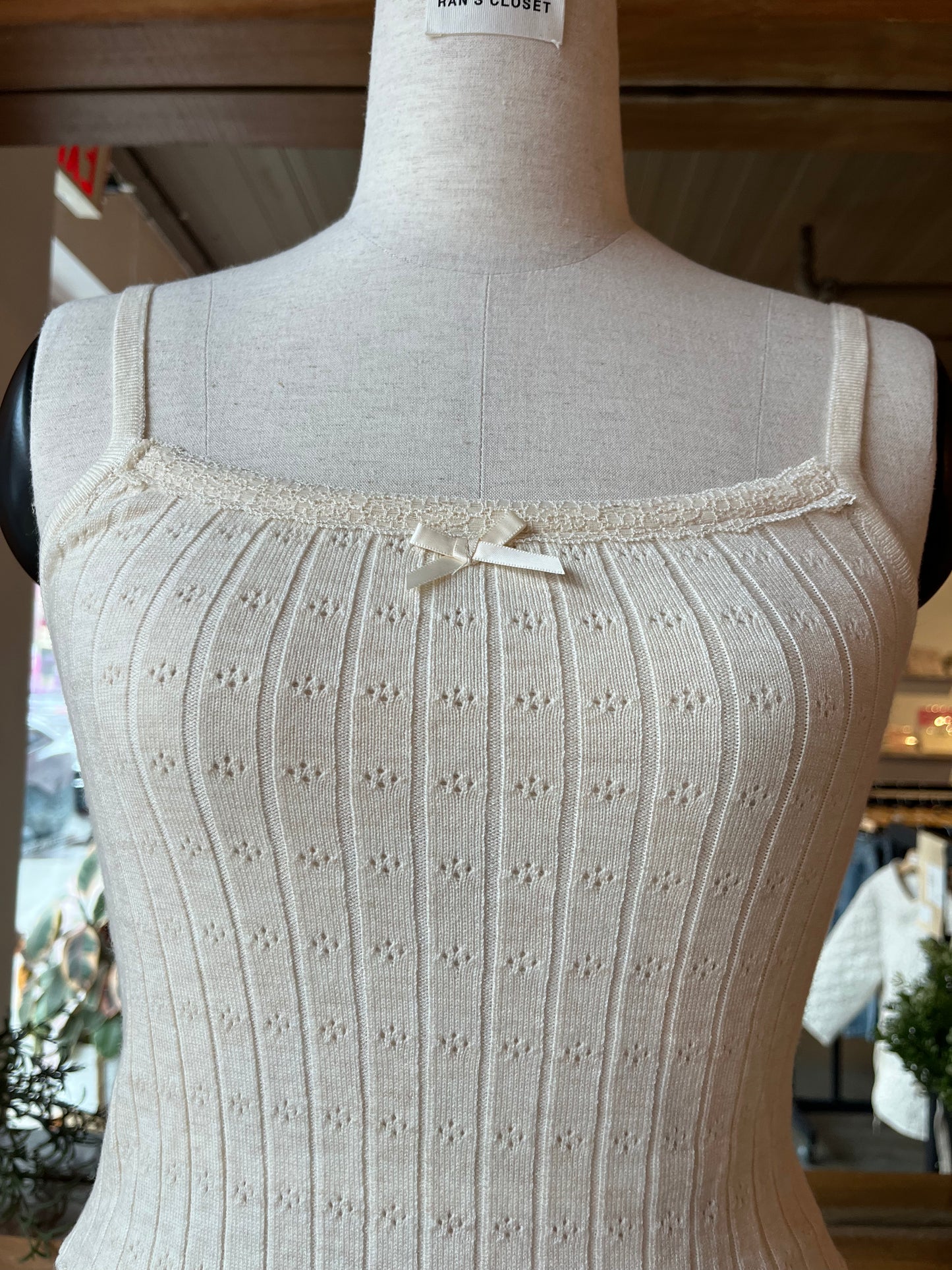 Pointelle Cardigan and Tank Top Set