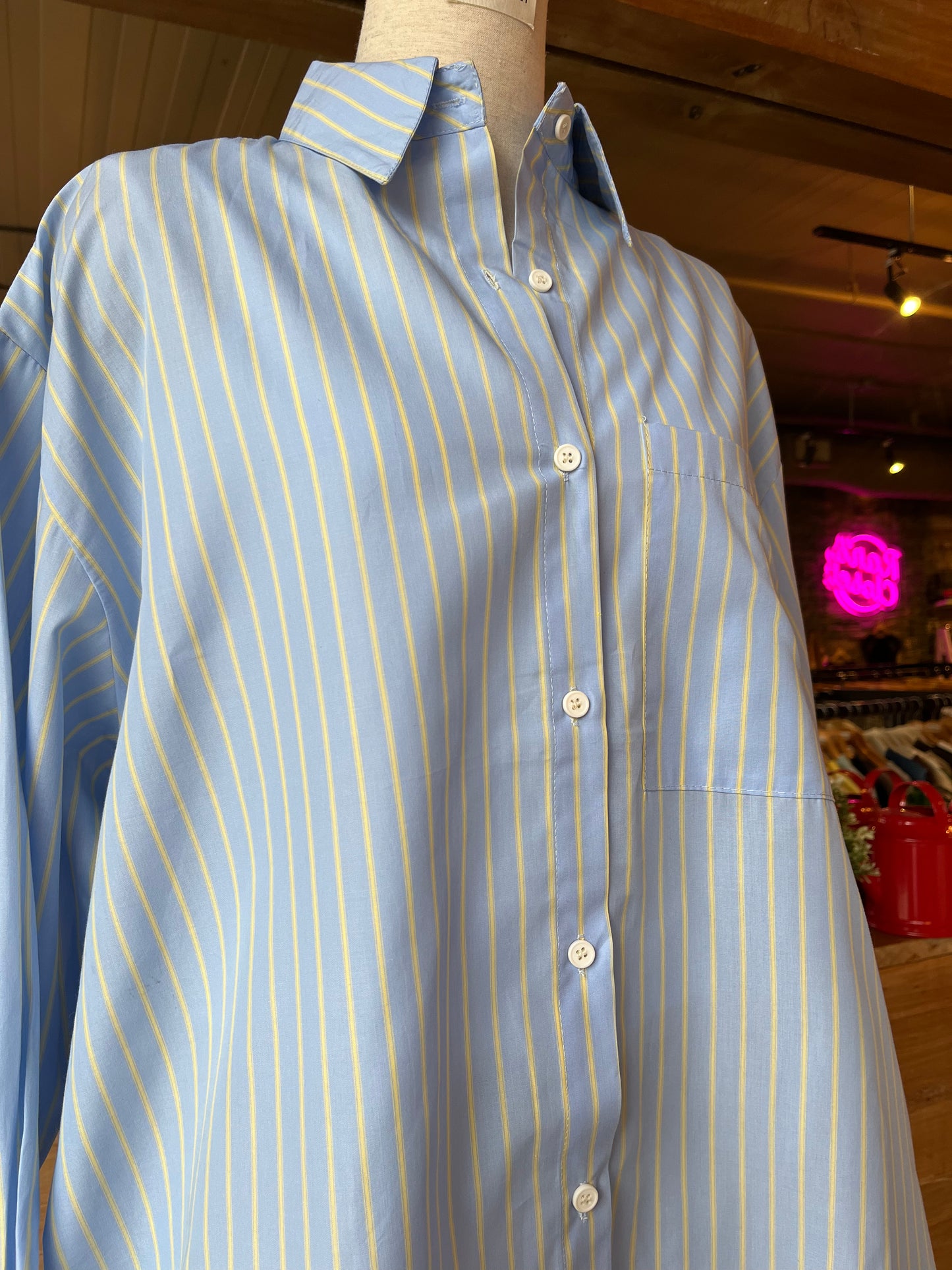 Striped Button Up and Tank Top Set