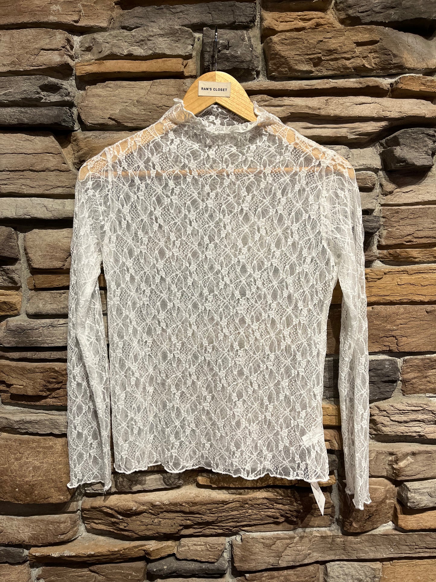 Webbed Lace Mock Neck Top