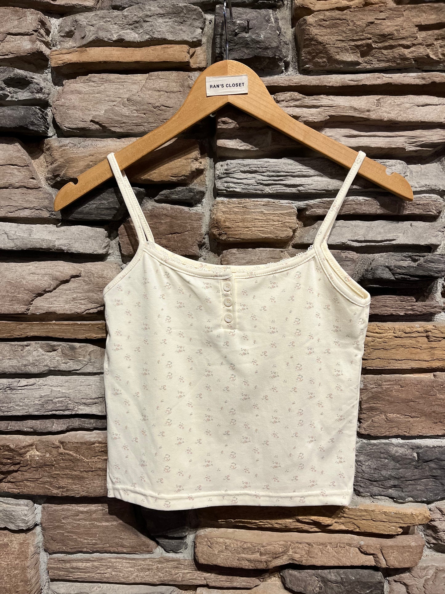 Floral Print Cropped Henley Tank Top