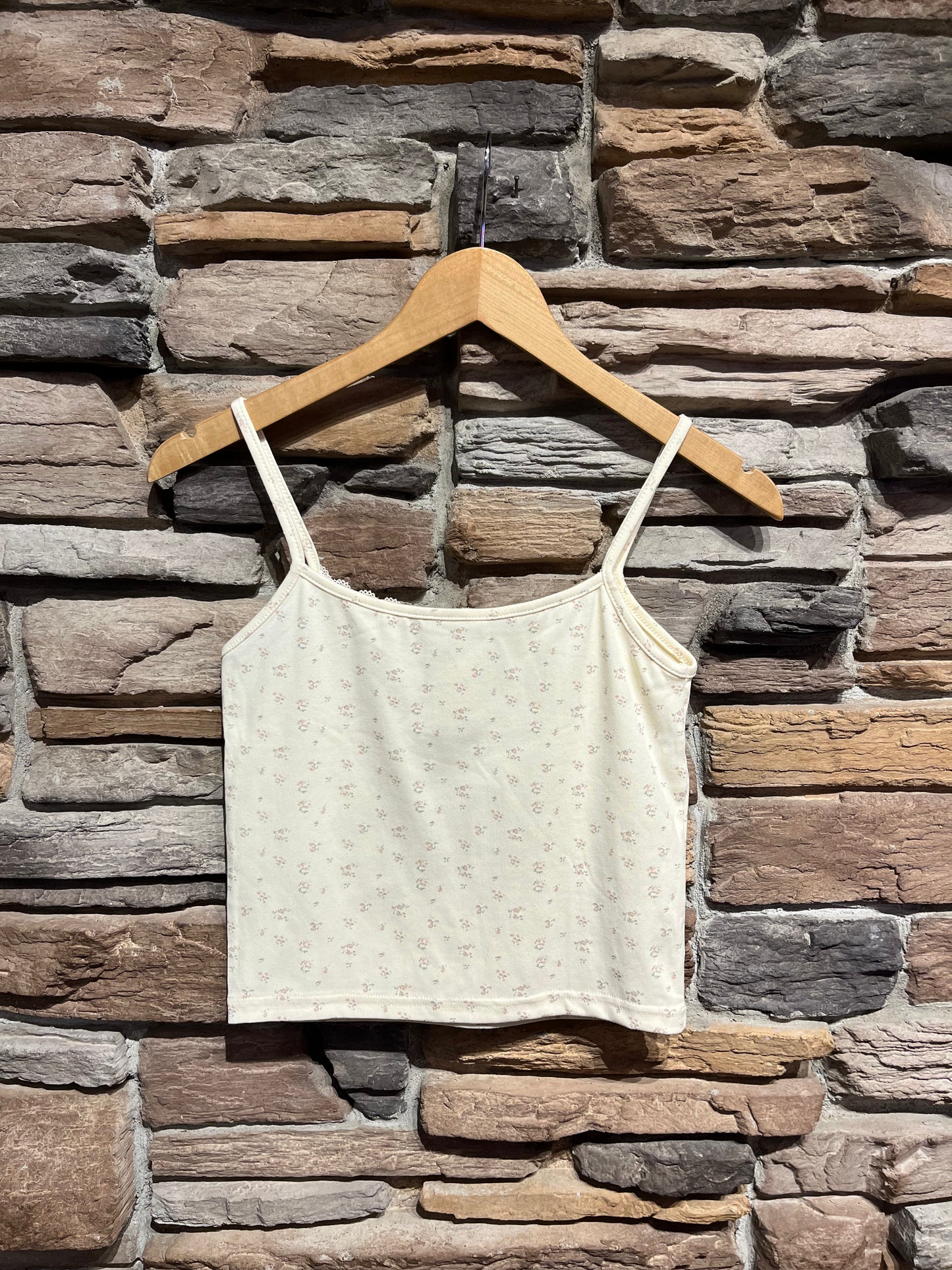 Floral Print Cropped Henley Tank Top