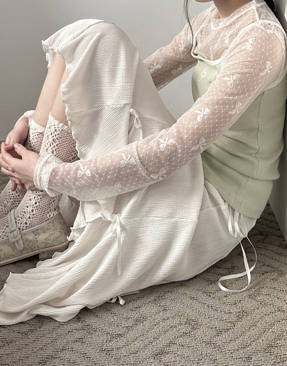 Pleated Ribbon Skirt