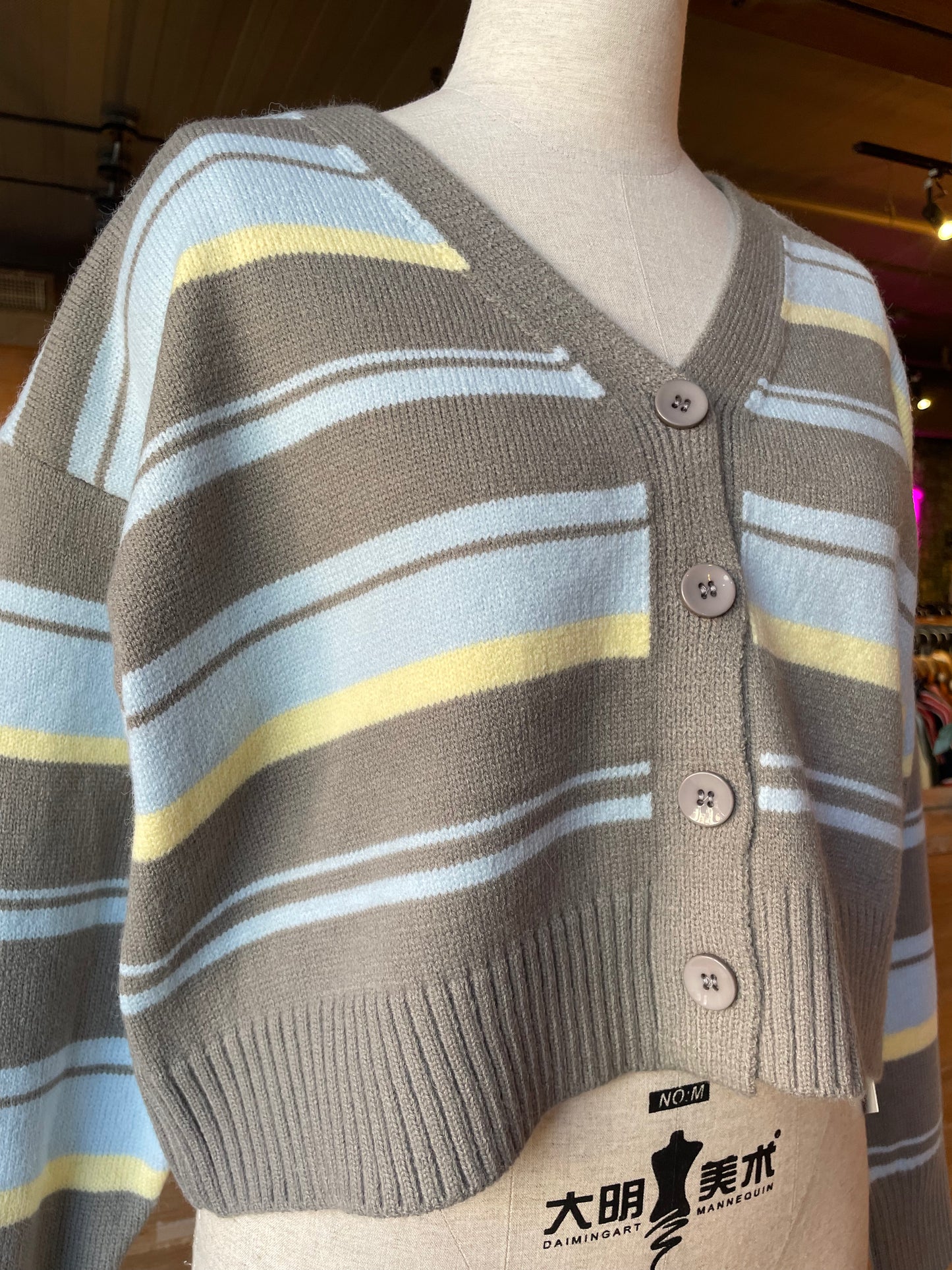 Cropped Baggy Striped Cardigan