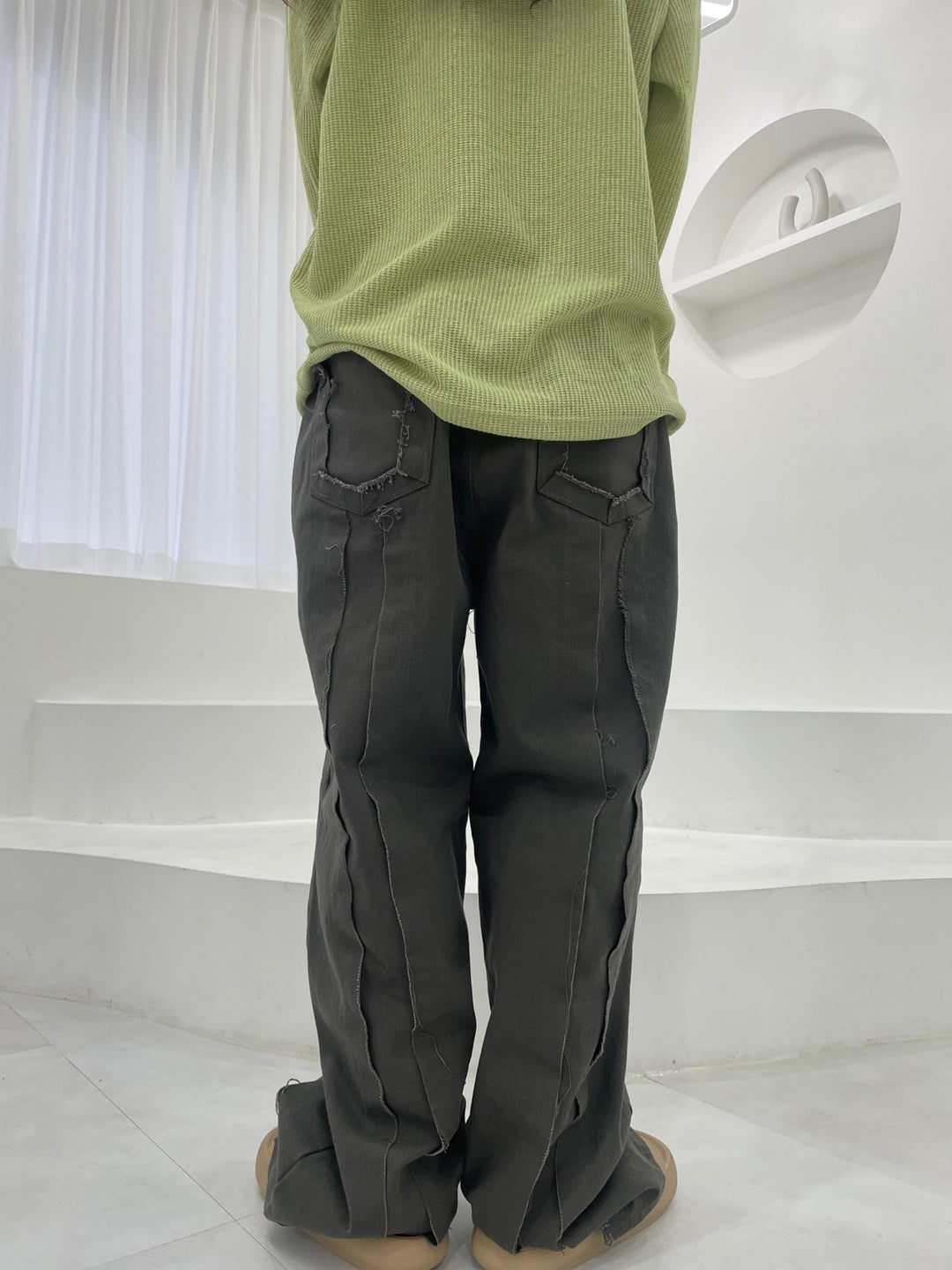 Relaxed-fit raw edge pants