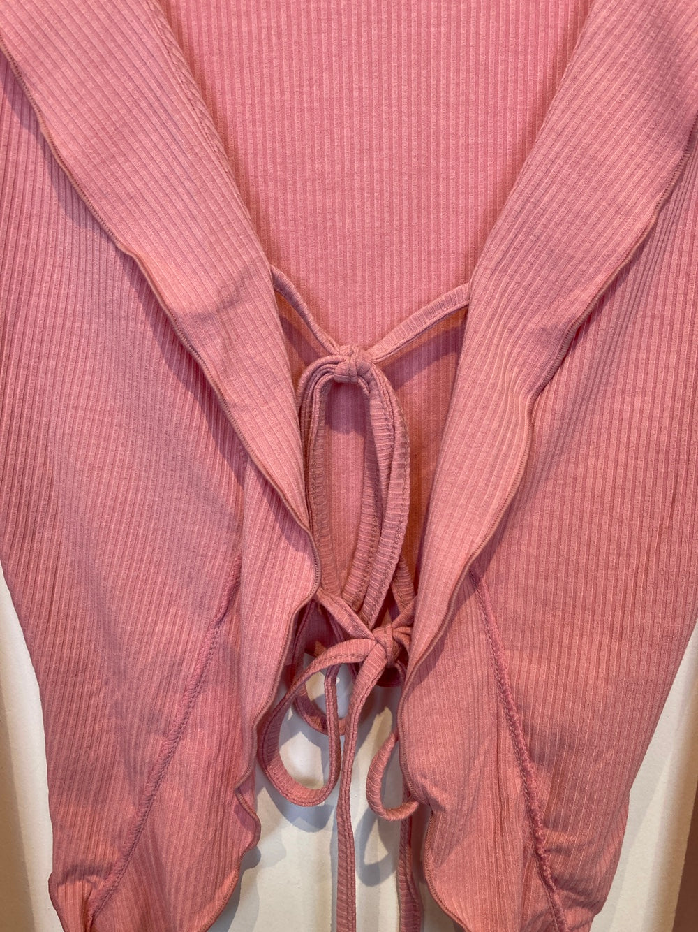 Tie Front Scallop Hem Light Cardigan