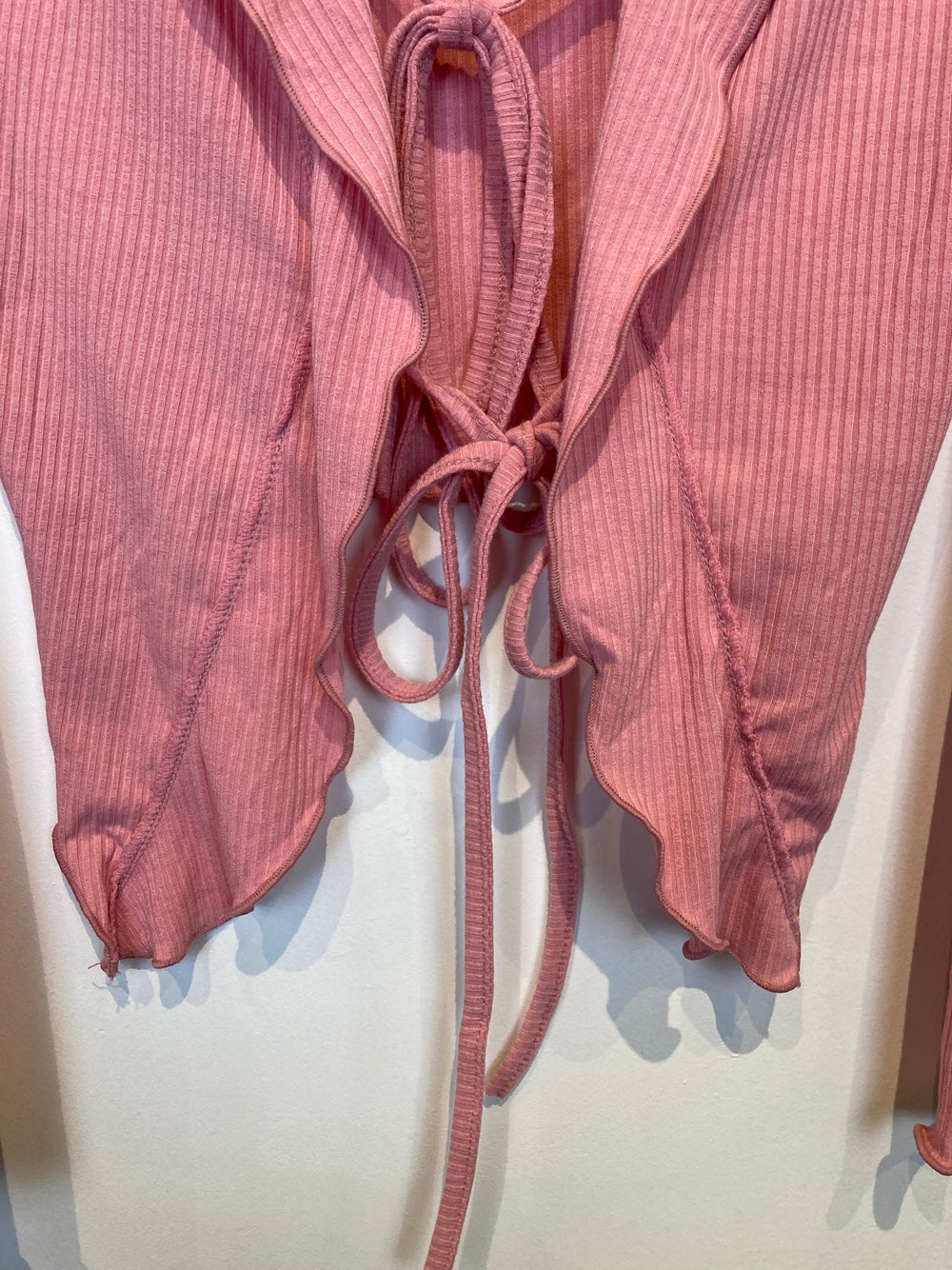 Tie Front Scallop Hem Light Cardigan