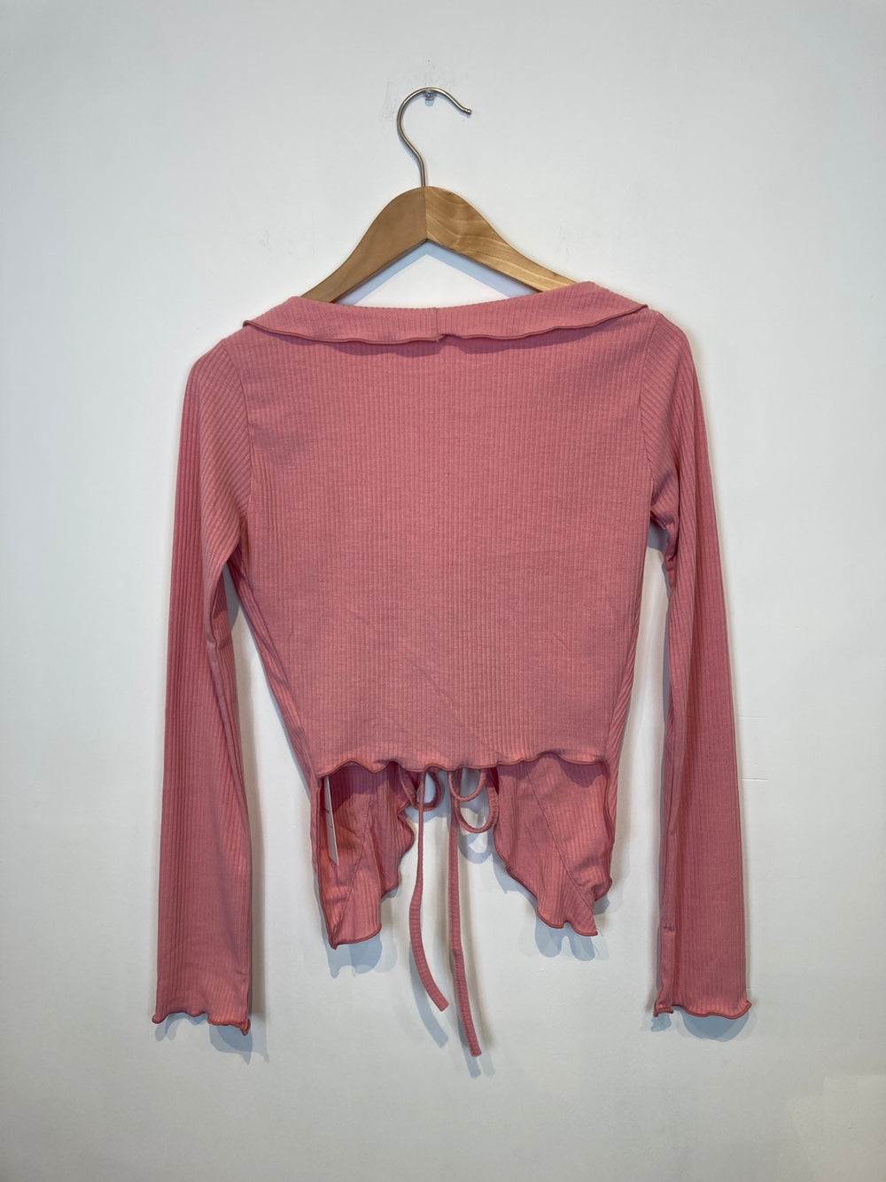 Tie Front Scallop Hem Light Cardigan