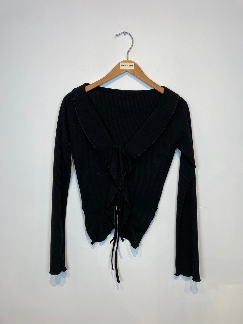 Tie Front Scallop Hem Light Cardigan