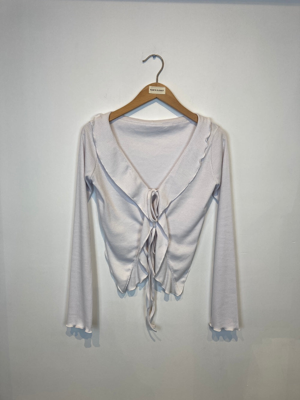 Tie Front Scallop Hem Light Cardigan