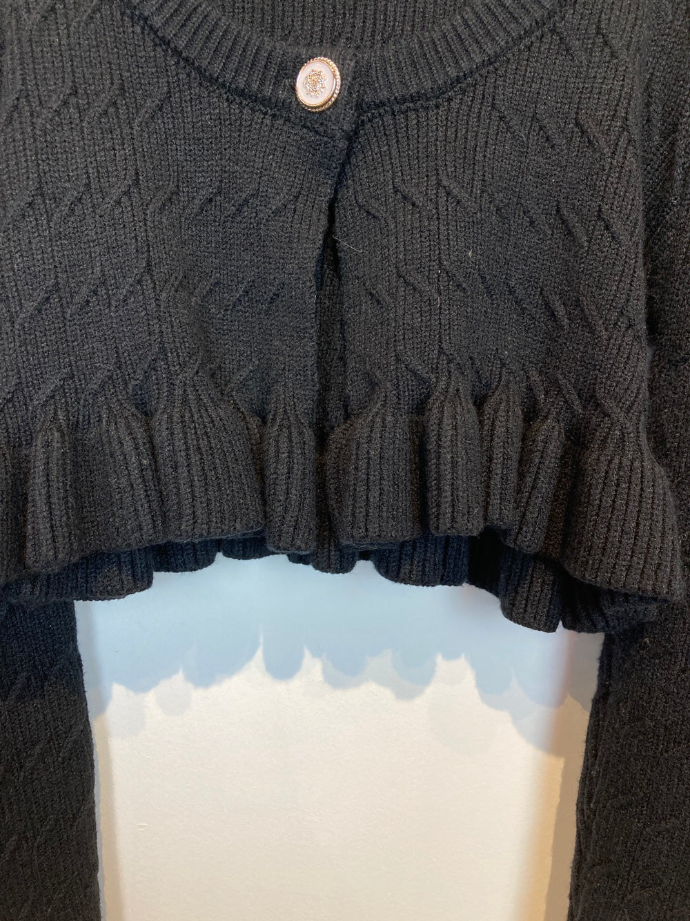 Cropped Puff Sleeve Knit Cardigan