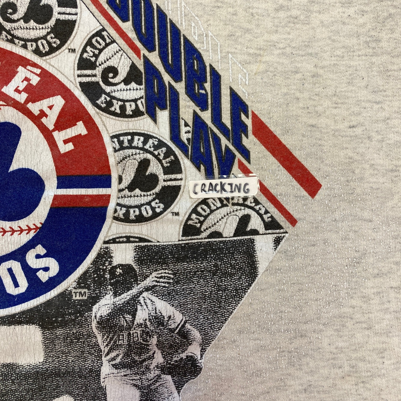 1993 Vintage Montreal Expos Major League Baseball Cut-Off Grey Sweatshirt T-Shirt