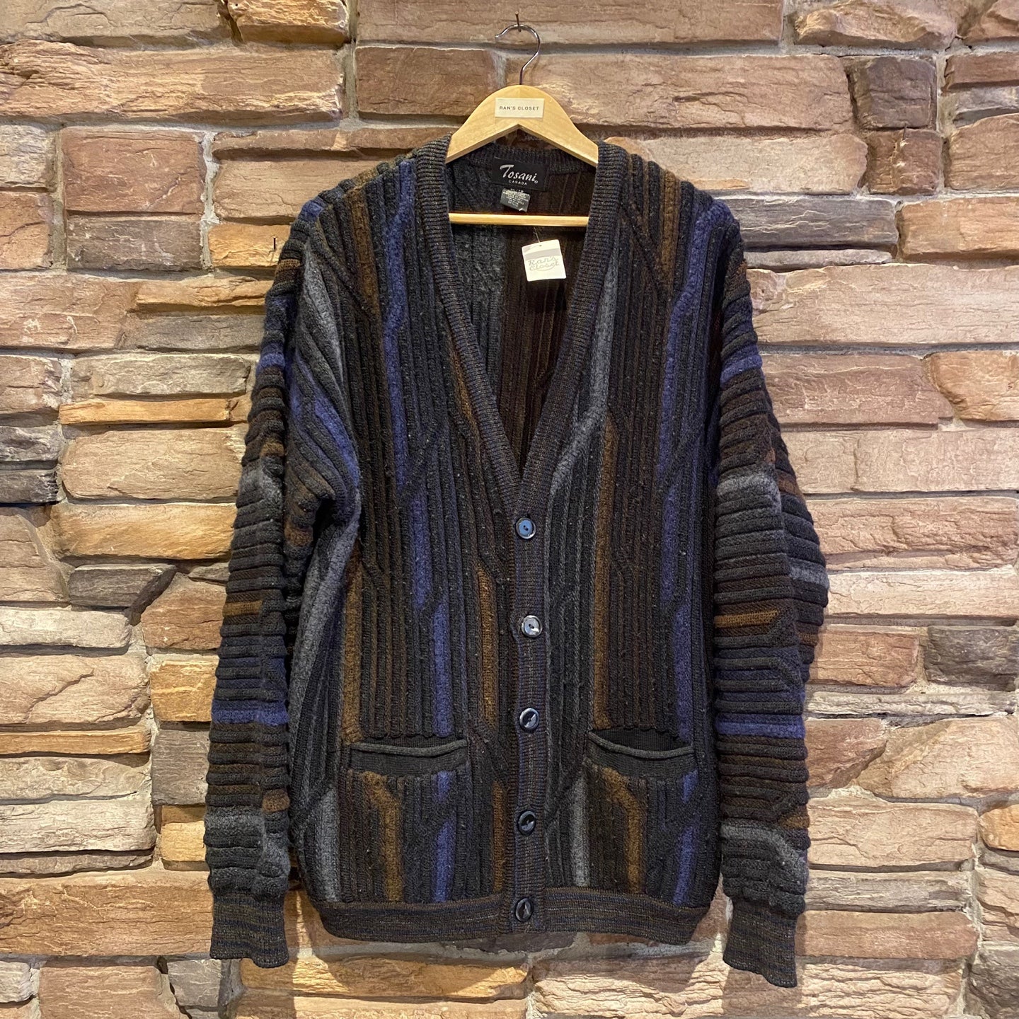 Vintage Tosani Coogi Style 3D Knit Cardigan Vintage Sweater Tosani Ran s closet