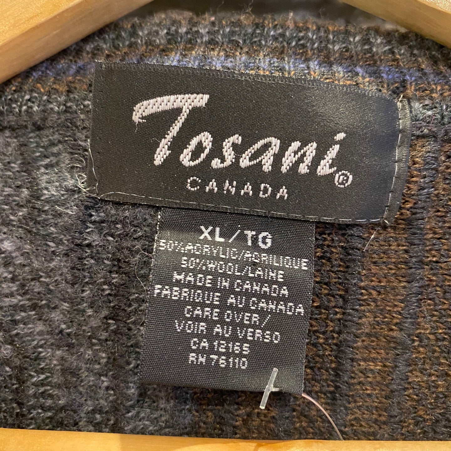 Vintage Tosani Coogi Style 3D Knit Cardigan | Vintage Sweater | Tosani Made in Canada | Blue Brown and Black 3D Knit Sweater | NPQ-2108
