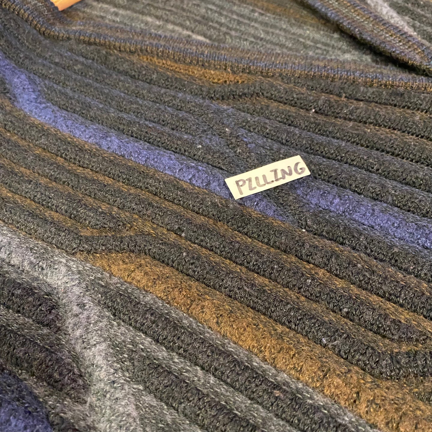 Vintage Tosani Coogi Style 3D Knit Cardigan | Vintage Sweater | Tosani Made in Canada | Blue Brown and Black 3D Knit Sweater | NPQ-2108
