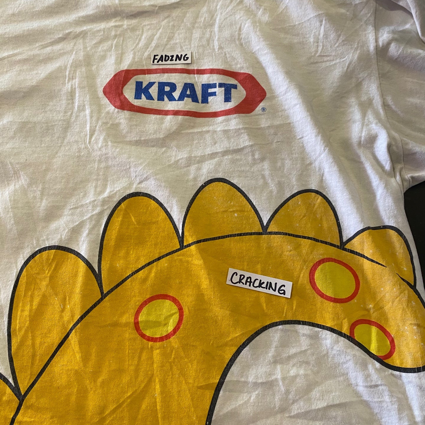Vintage Kraft 'Cheesasaurus Rex" White Graphic T-shirt