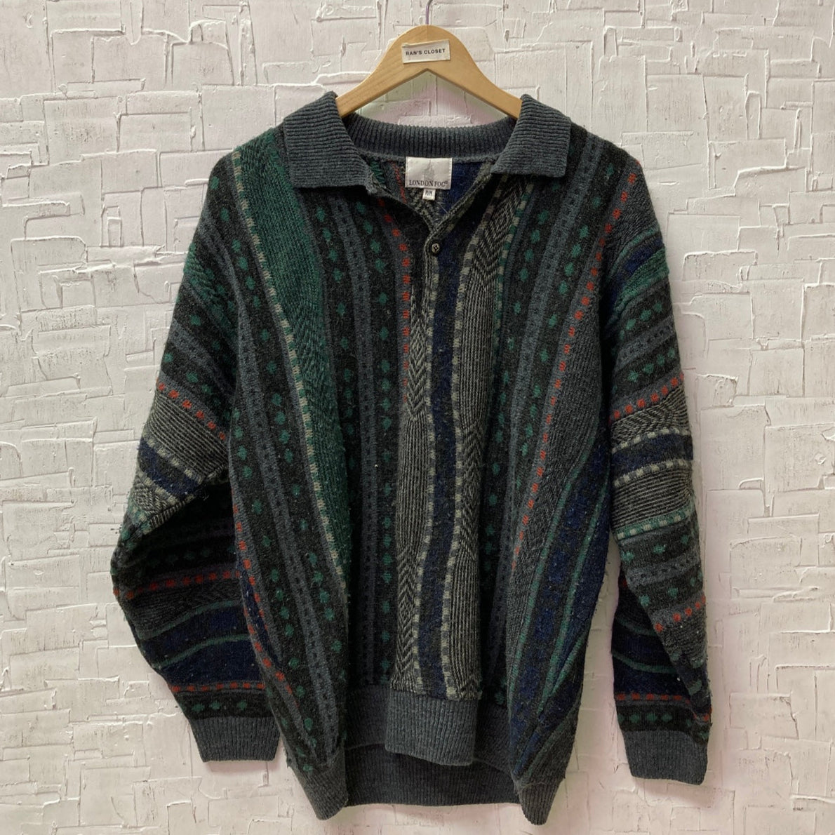 Vintage London Fog 3-D Knit Coogi Style Sweater