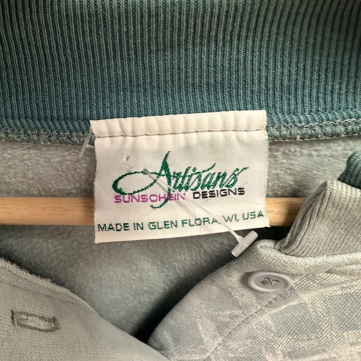 Vintage Artisans Designs Teal Button Up Cardigan with Floral Design