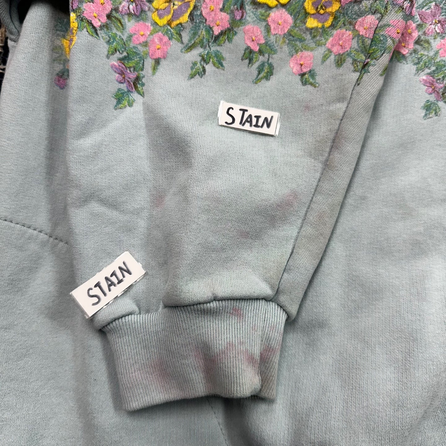 Vintage Artisans Designs Teal Button Up Cardigan with Floral Design