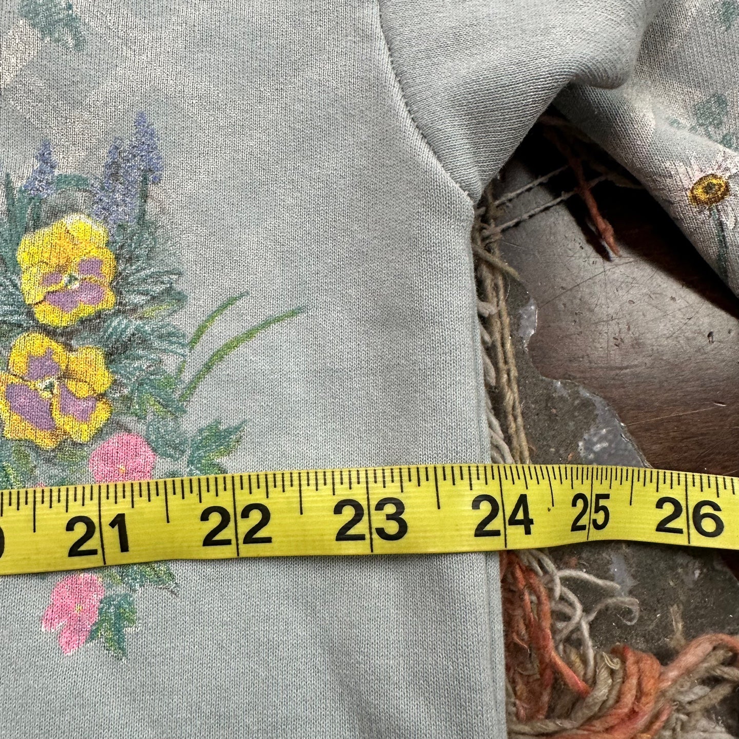 Vintage Artisans Designs Teal Button Up Cardigan with Floral Design